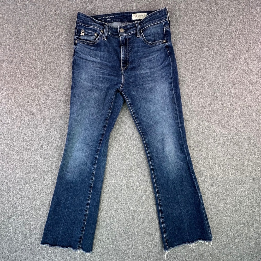 AG Adriano Goldschmied Jeans Womens 27 Farrah Boot Crop Blue Raw Hem High Rise